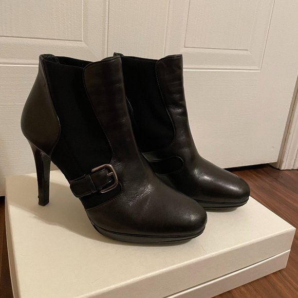 Stuart Weitzman Black Leather Suede Booties - Picture 2 of 12